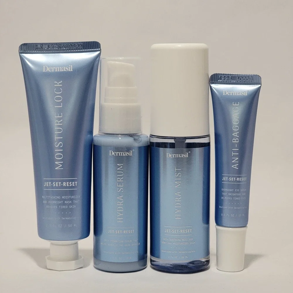 Dermasil Jet-Set-Reset Skincare Set Hydra Serum Mist Moisture Lock Anti-Baggage